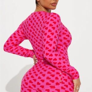 NWT Fashion Nova - You Have My Heart Long Sleeve PJ Romper